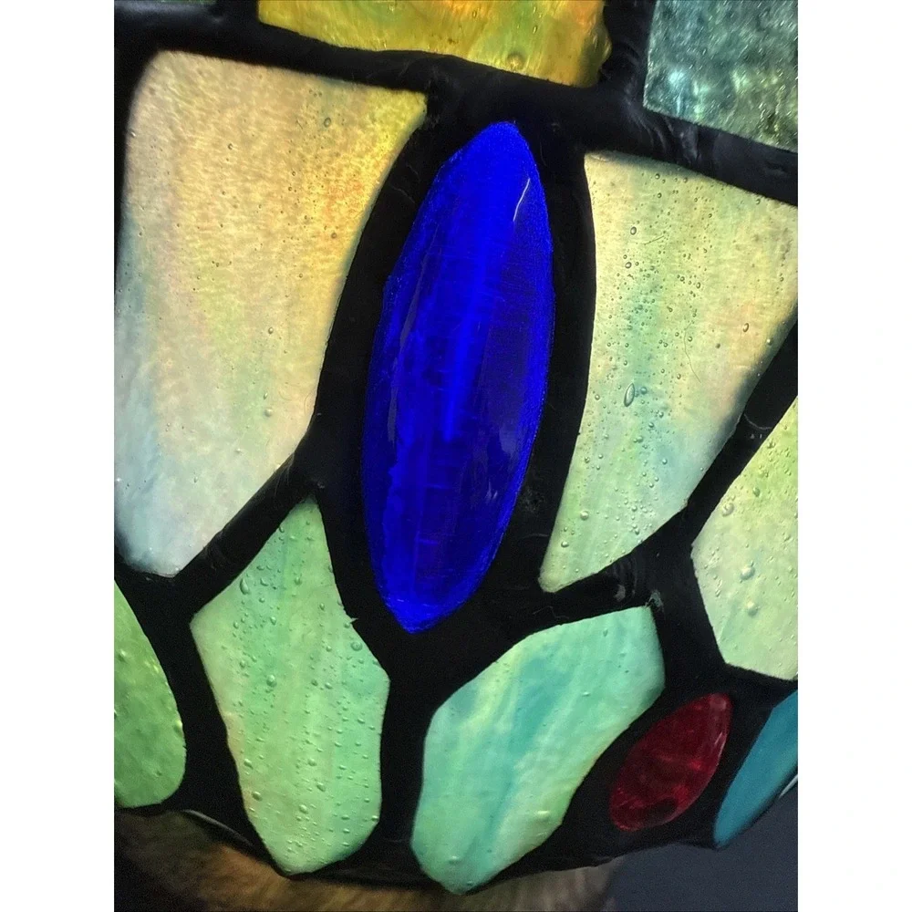 Dale Tiffany Dragonfly Motif Egg Shaped Stained Glass Accent Lamp